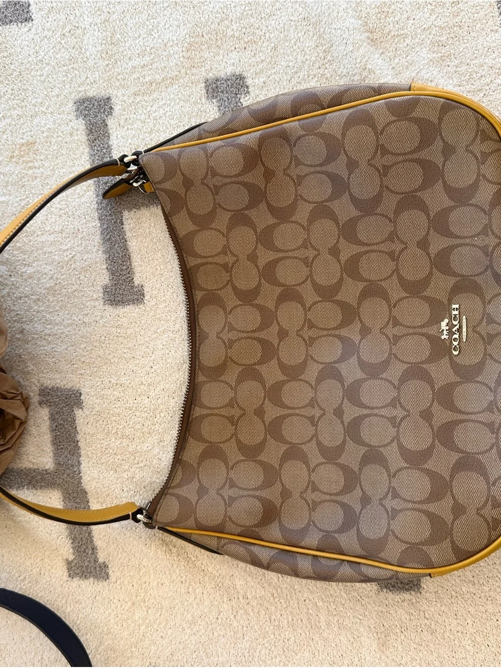 Coach Brown 2018 Laureal Hobo Bag with Yellow Trim